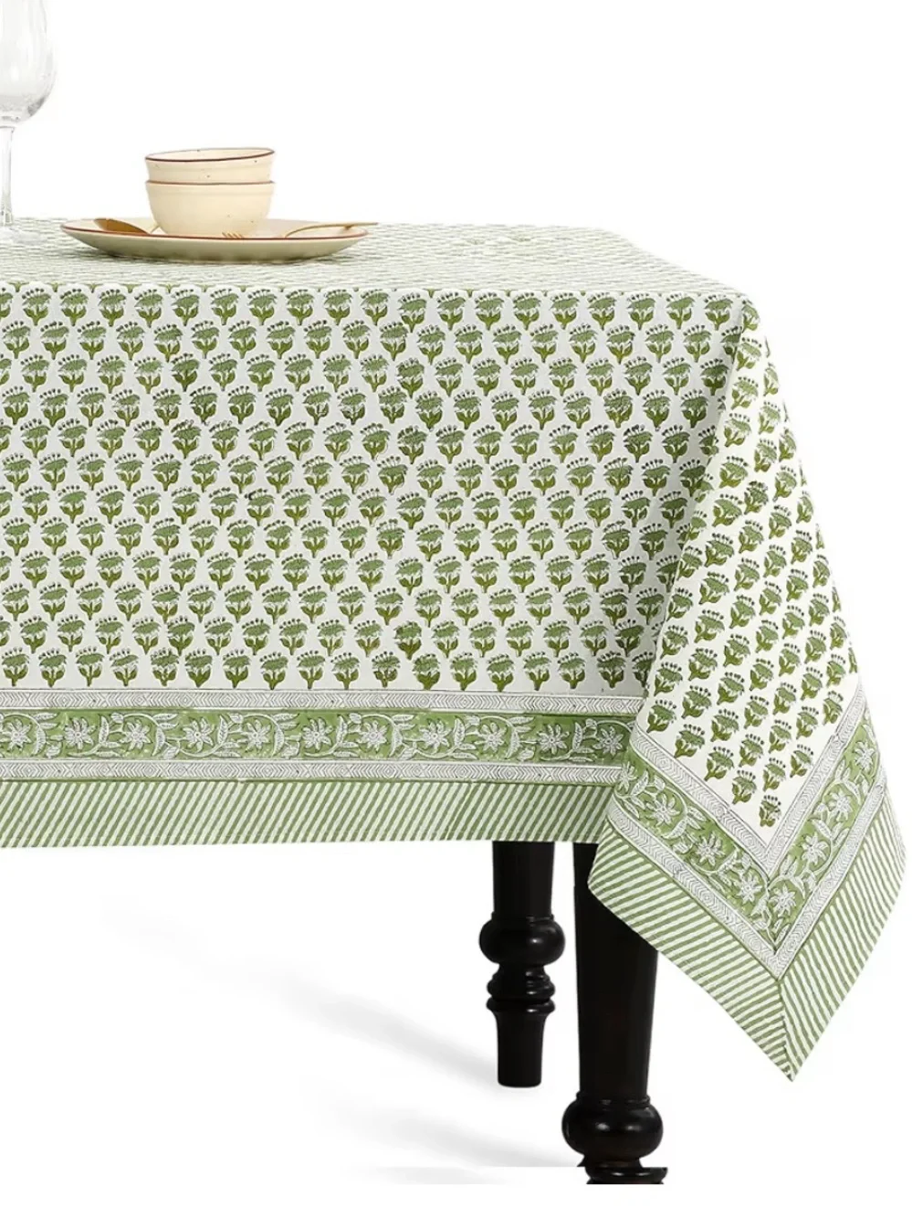 CPC Tablecloth 100% Cotton 60x60 Inch Indian Block Print Square Table Cover,